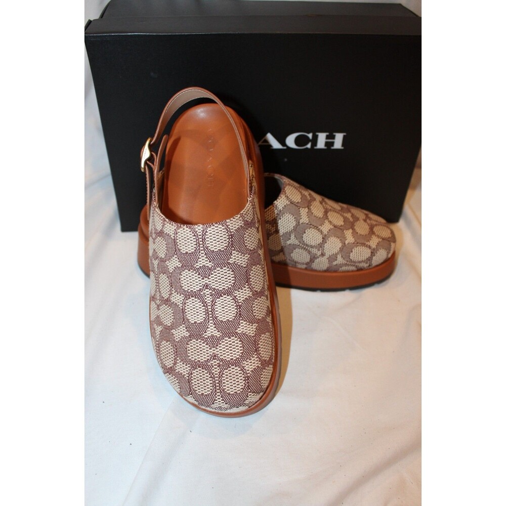 Coach Women's Sculpted C Signature Logo Platform Clogs Cocoa Amber Sz 8 NIB - Picture 7 of 9